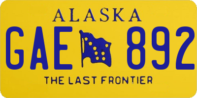 AK license plate GAE892