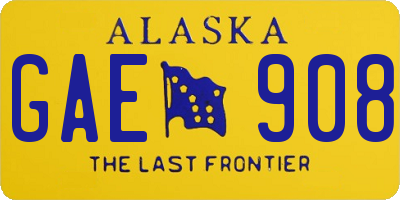 AK license plate GAE908