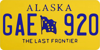 AK license plate GAE920