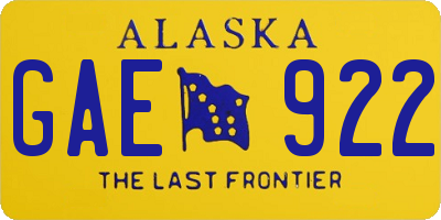 AK license plate GAE922