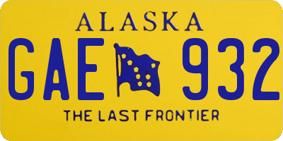 AK license plate GAE932