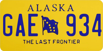 AK license plate GAE934