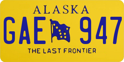 AK license plate GAE947