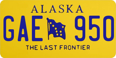 AK license plate GAE950