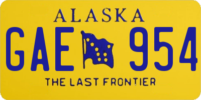 AK license plate GAE954