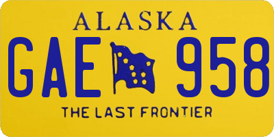 AK license plate GAE958