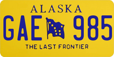 AK license plate GAE985