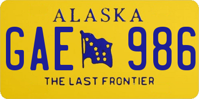 AK license plate GAE986