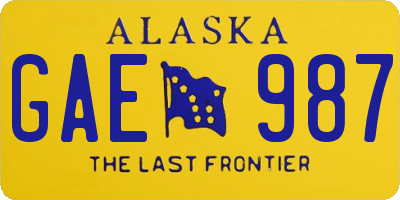 AK license plate GAE987