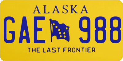 AK license plate GAE988