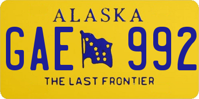 AK license plate GAE992