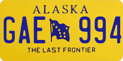 AK license plate GAE994