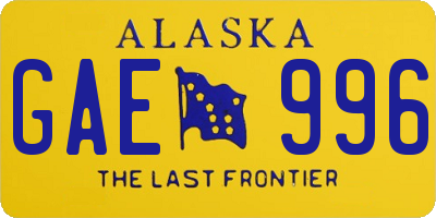 AK license plate GAE996