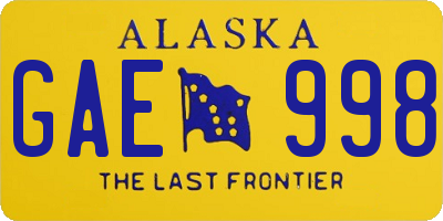 AK license plate GAE998