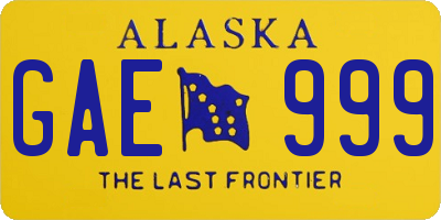 AK license plate GAE999