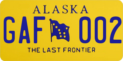 AK license plate GAF002