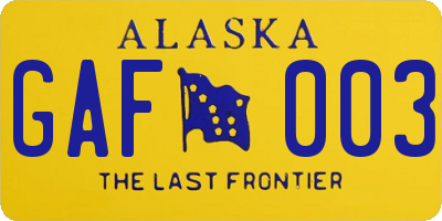 AK license plate GAF003