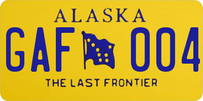 AK license plate GAF004