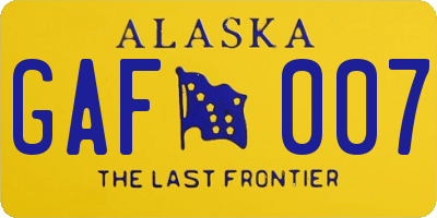 AK license plate GAF007