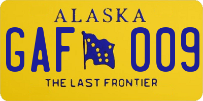 AK license plate GAF009