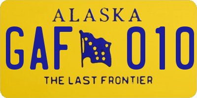 AK license plate GAF010