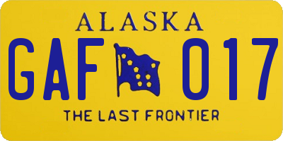 AK license plate GAF017