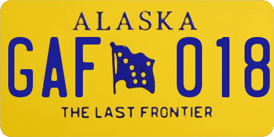 AK license plate GAF018