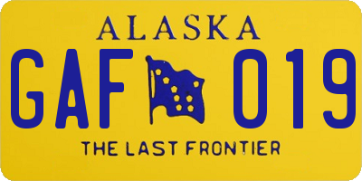 AK license plate GAF019