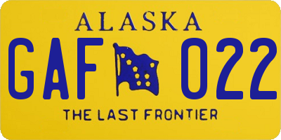AK license plate GAF022