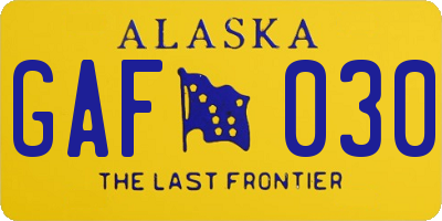 AK license plate GAF030