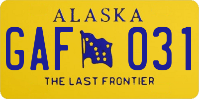 AK license plate GAF031