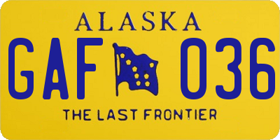 AK license plate GAF036