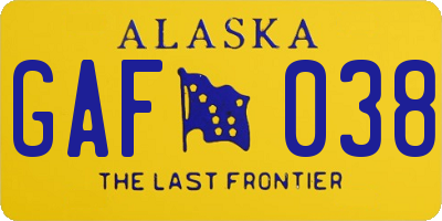 AK license plate GAF038