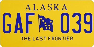 AK license plate GAF039