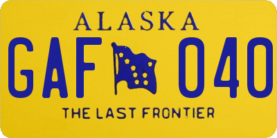 AK license plate GAF040