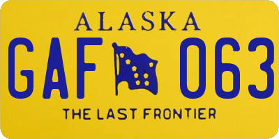 AK license plate GAF063