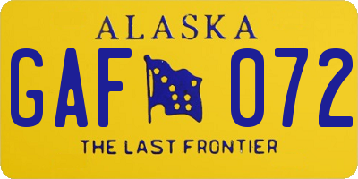 AK license plate GAF072