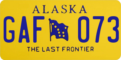 AK license plate GAF073