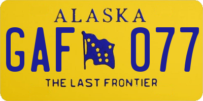 AK license plate GAF077