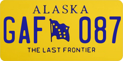 AK license plate GAF087