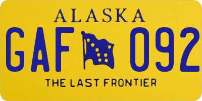 AK license plate GAF092