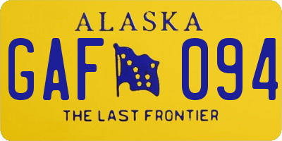 AK license plate GAF094