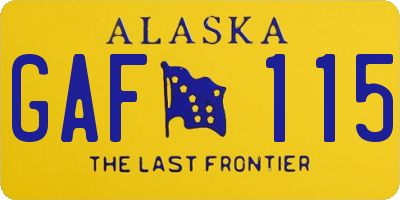 AK license plate GAF115