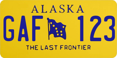 AK license plate GAF123