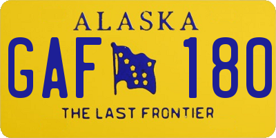 AK license plate GAF180