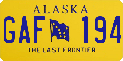 AK license plate GAF194