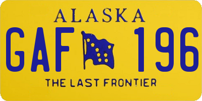 AK license plate GAF196