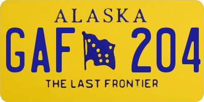 AK license plate GAF204