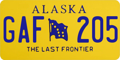 AK license plate GAF205