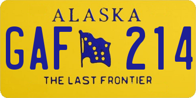 AK license plate GAF214